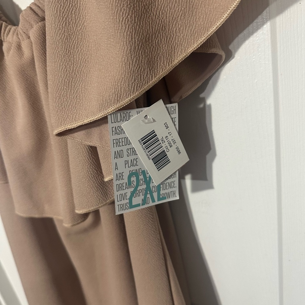 LuLaRoe Strapless Tan Dress with Ruffles NWT Size 2XL - Picture 3 of 4